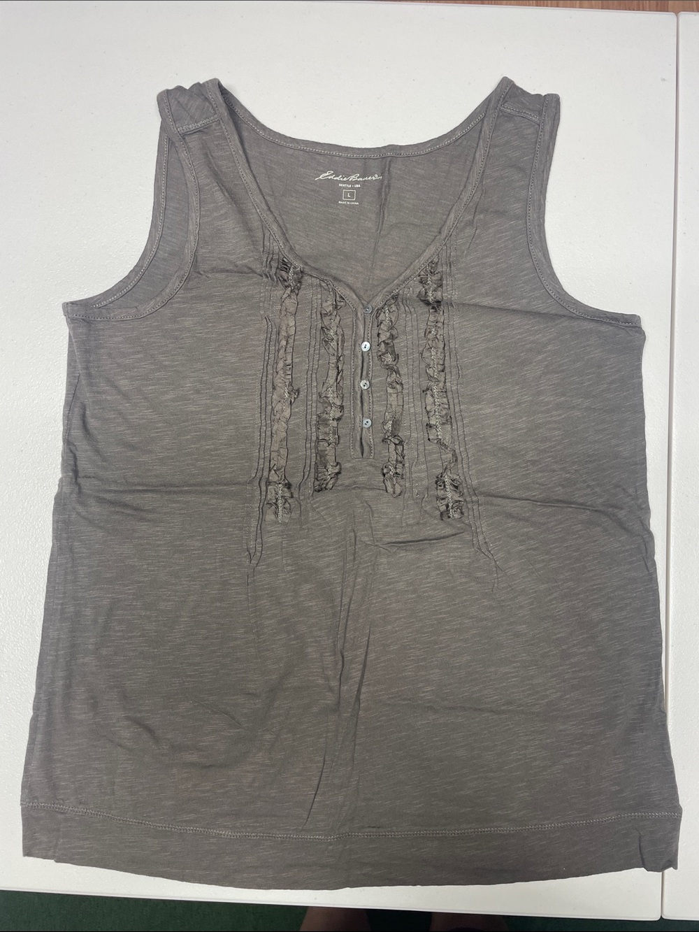 Eddie Bauer Ruffle-Trim Tank Top in Gray